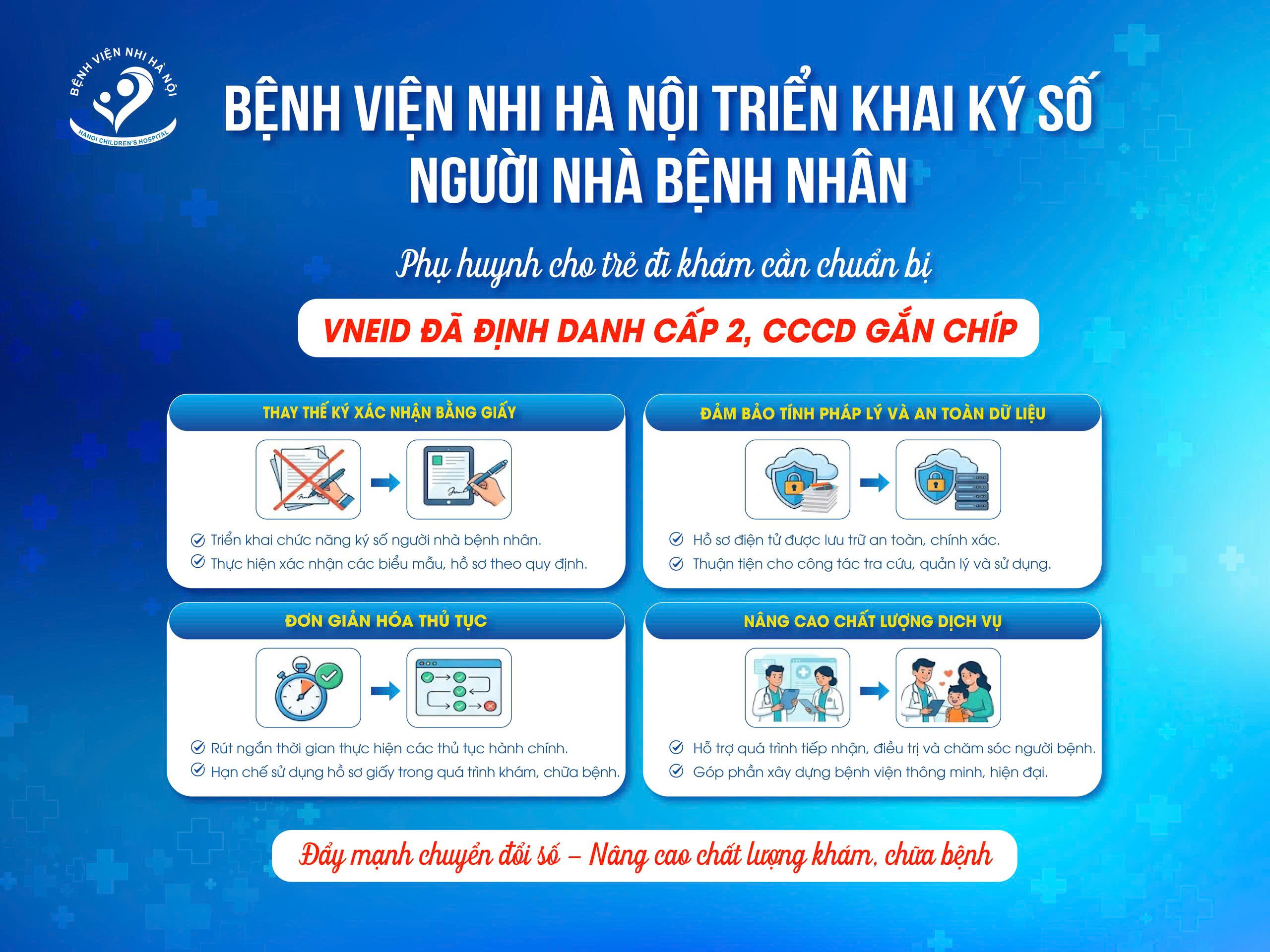 BỆNH VIỆN NHI HÀ NỘI TRIỂN KHAI GIẢI PHÁP KÝ SỐ NGƯỜI NHÀ BỆNH NHÂN