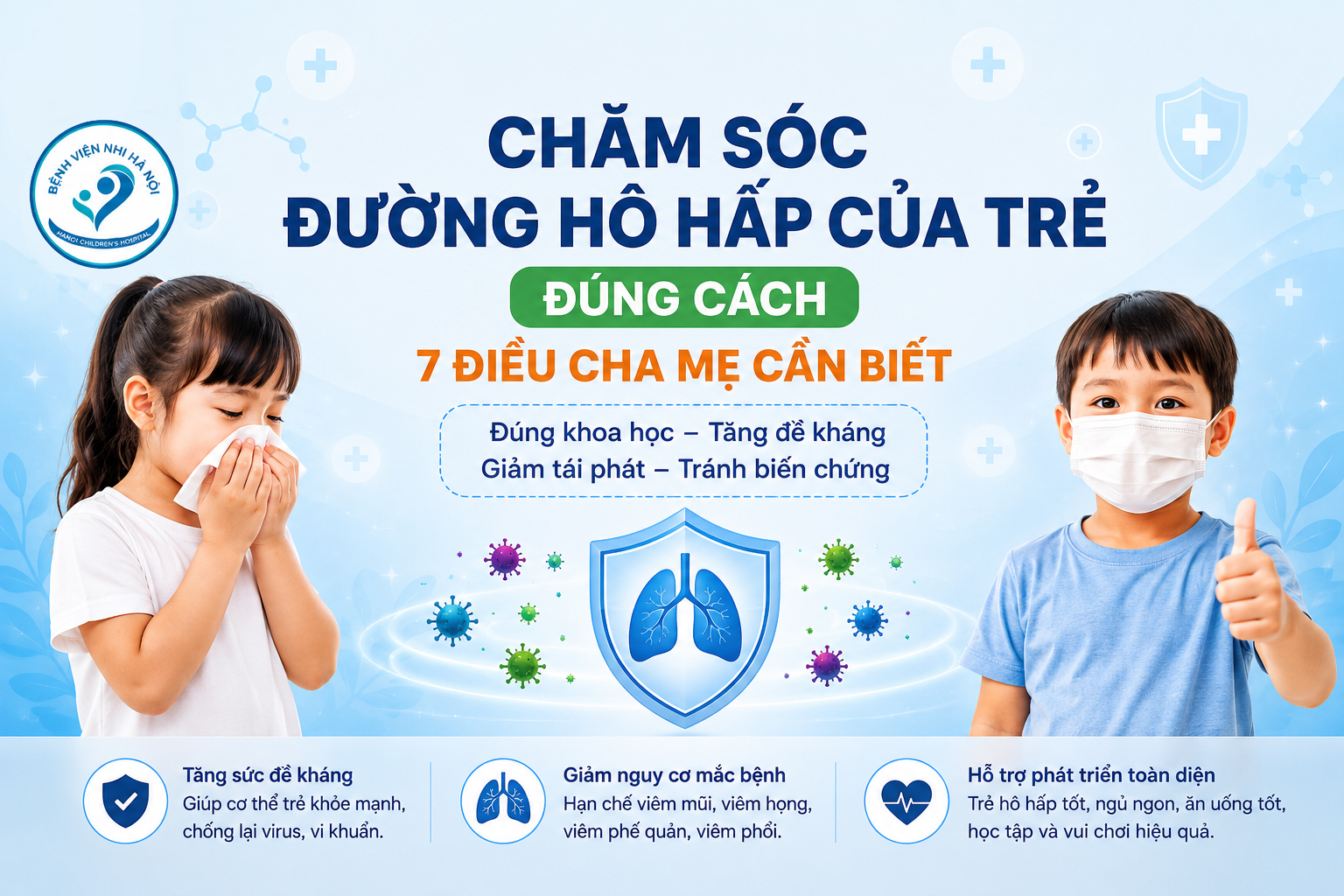 CHĂM SÓC ĐƯỜNG HÔ HẤP CỦA TRẺ ĐÚNG CÁCH: 7 ĐIỀU CHA MẸ CẦN BIẾT